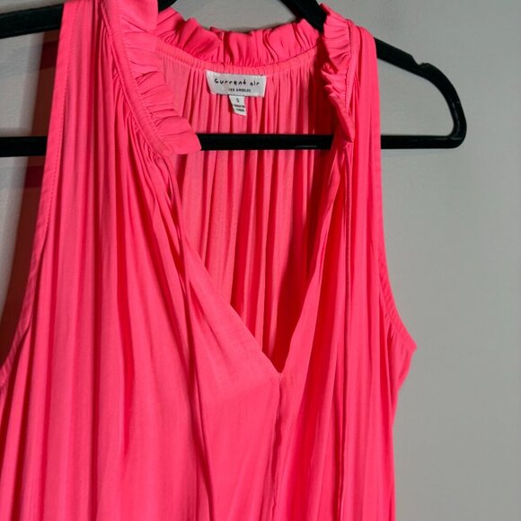Current Air Hot Pink Print Satin Ruched Cara Pleated Mini Dress - Picture 4 of 7